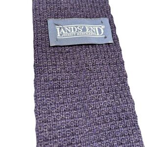 Men’s Vintage Lands’ End Mohair Wool Tie – Purple & Black – Made in USA